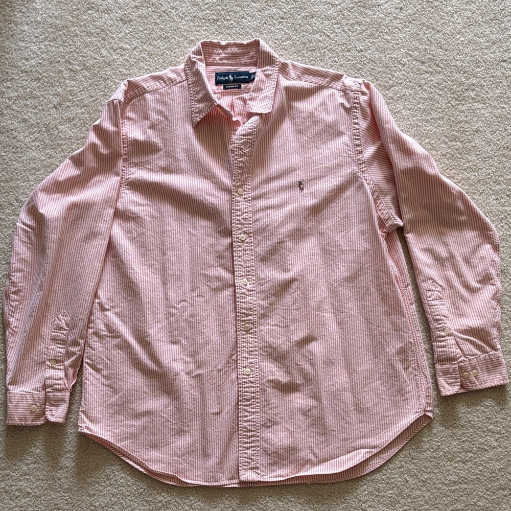 Ralph Lauren Men's Pink striped Button Down Shirt